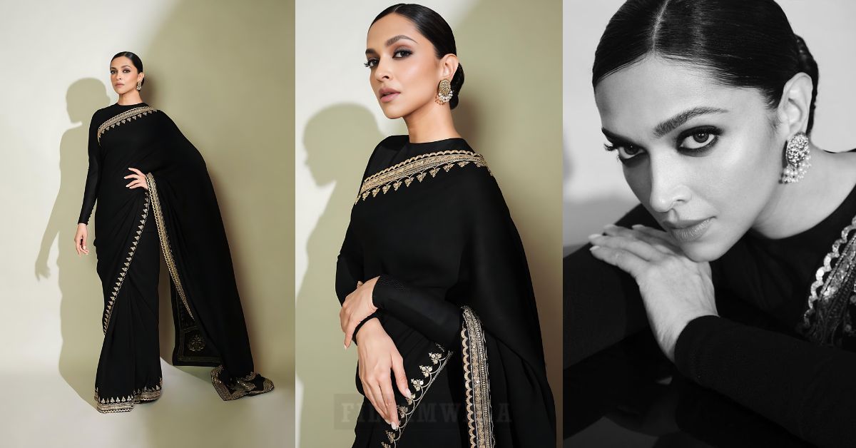 "Deepika Padukone's Timeless Style Shines in Black Saree on Instagram"