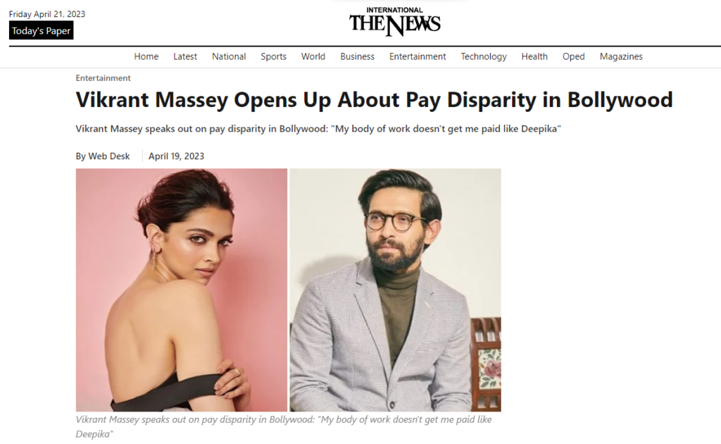 Vikrant Massey discussing the issue of pay disparity