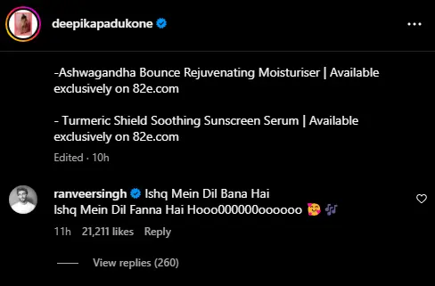 Ranveer Singh’s Reaction on Deepika's Look