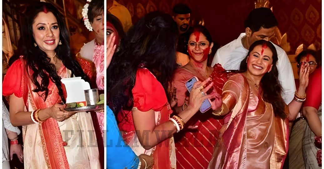 Rani Mukerji and Rupali Ganguly Enchant in Sindoor Khela at Durga Puja